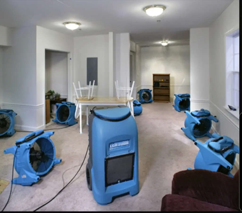 Air movers and dehumidifier setup for Water Damage Restoration in Canyon Lake